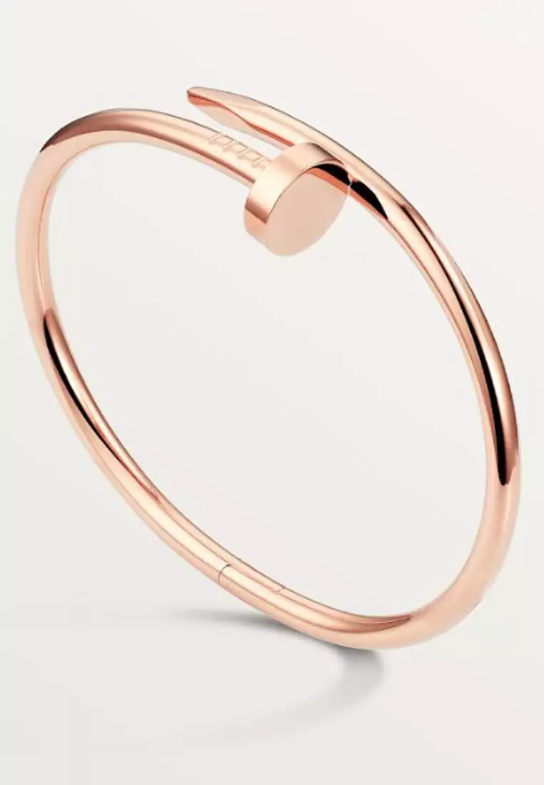 Classic Nail Design Premium Stainless Steel Gelang Wanita Rose Gold