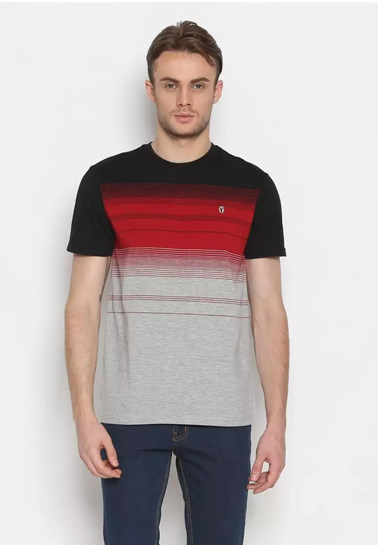 MATSUDA T Shirt Pria Kaos Stripe Nara