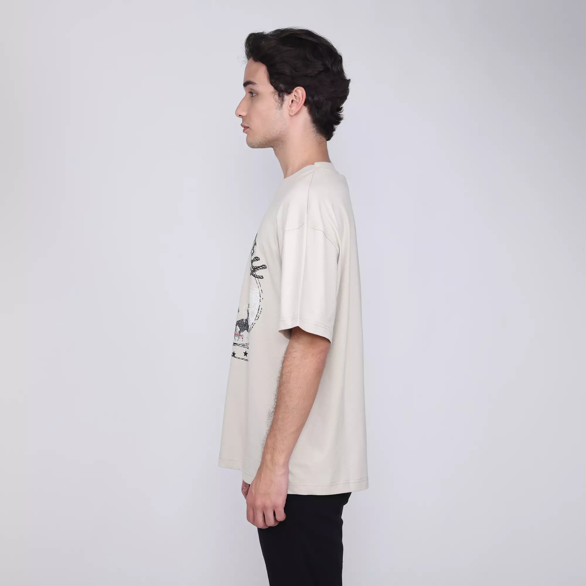 LARUSSO Dust and Dapper -  Western Club Country Graphic Boxy Tee - Light Brown