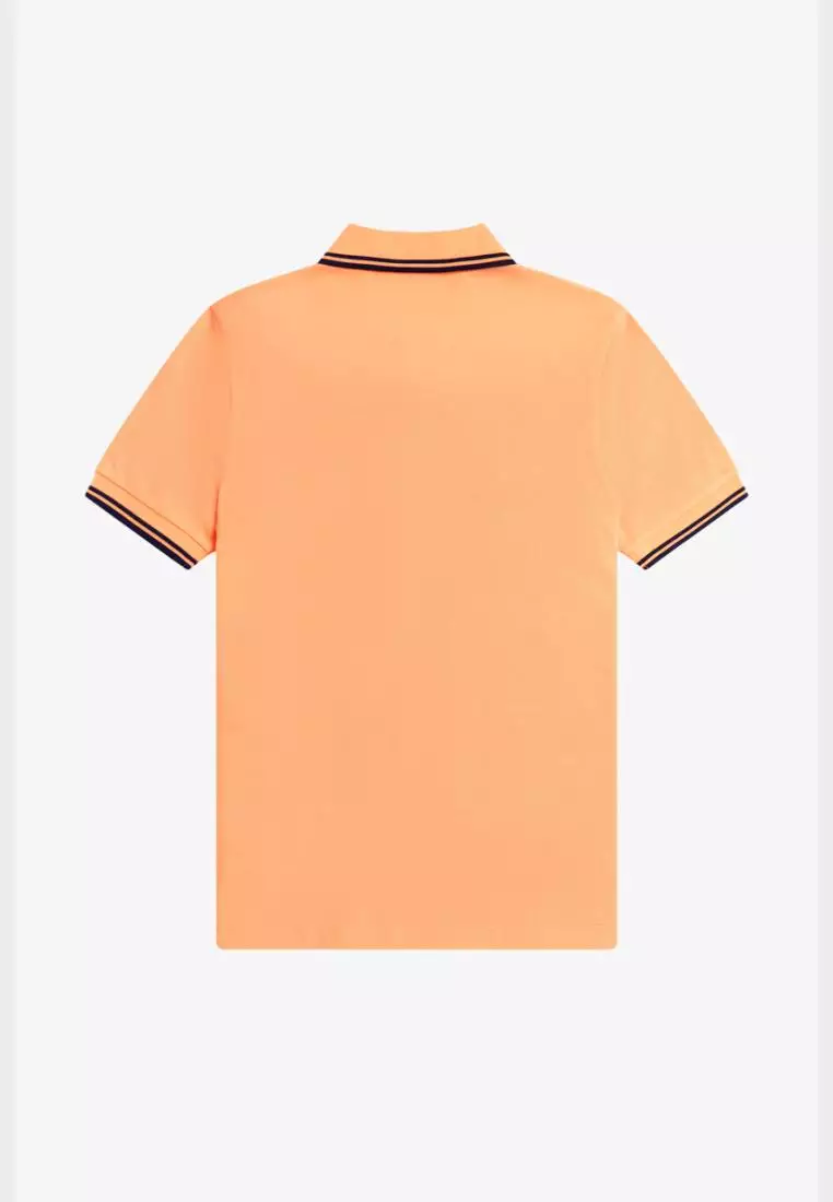Fred Perry M3600 Twin Tipped Fred Perry Shirt (Peach / French Navy / French Navy)