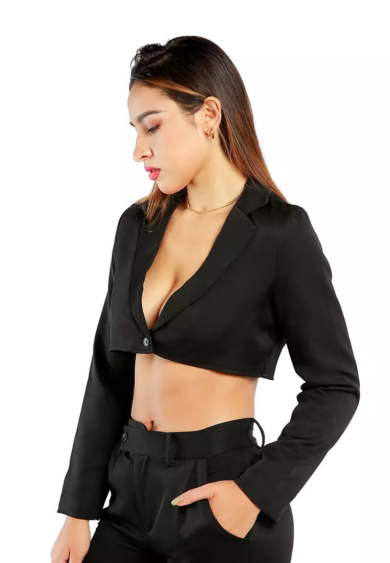 Black Cropped Tailored Blazer