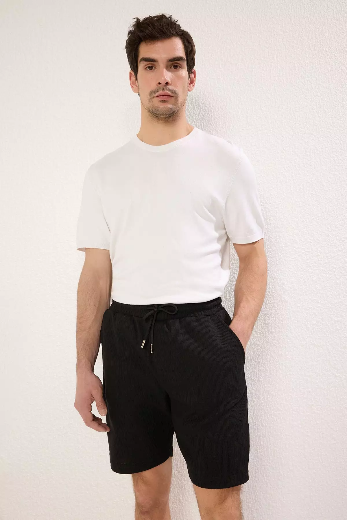 Black-Navy 2-Pack Regular/Normal Cut Textured Packaged Shorts & Bermuda TMNSS23SR00076