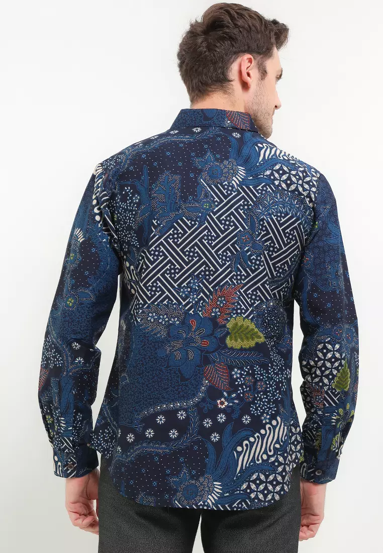 Kemeja Slimfit Ryder Batik Pria Lengan Panjang