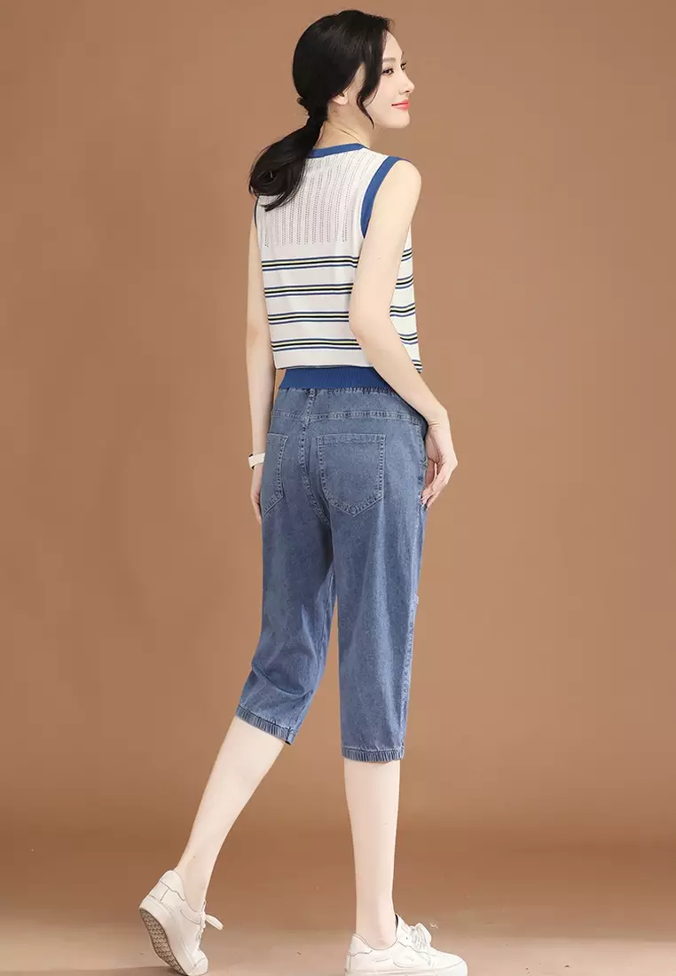 Buy A IN GIRLS Elastic Waist Jeans 2024 Online ZALORA Singapore