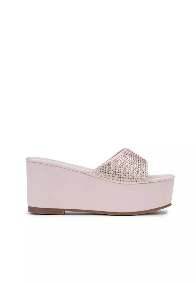 Discount on Nose  shoes - SKU: Embellished Crystal Stone Wedge Slide