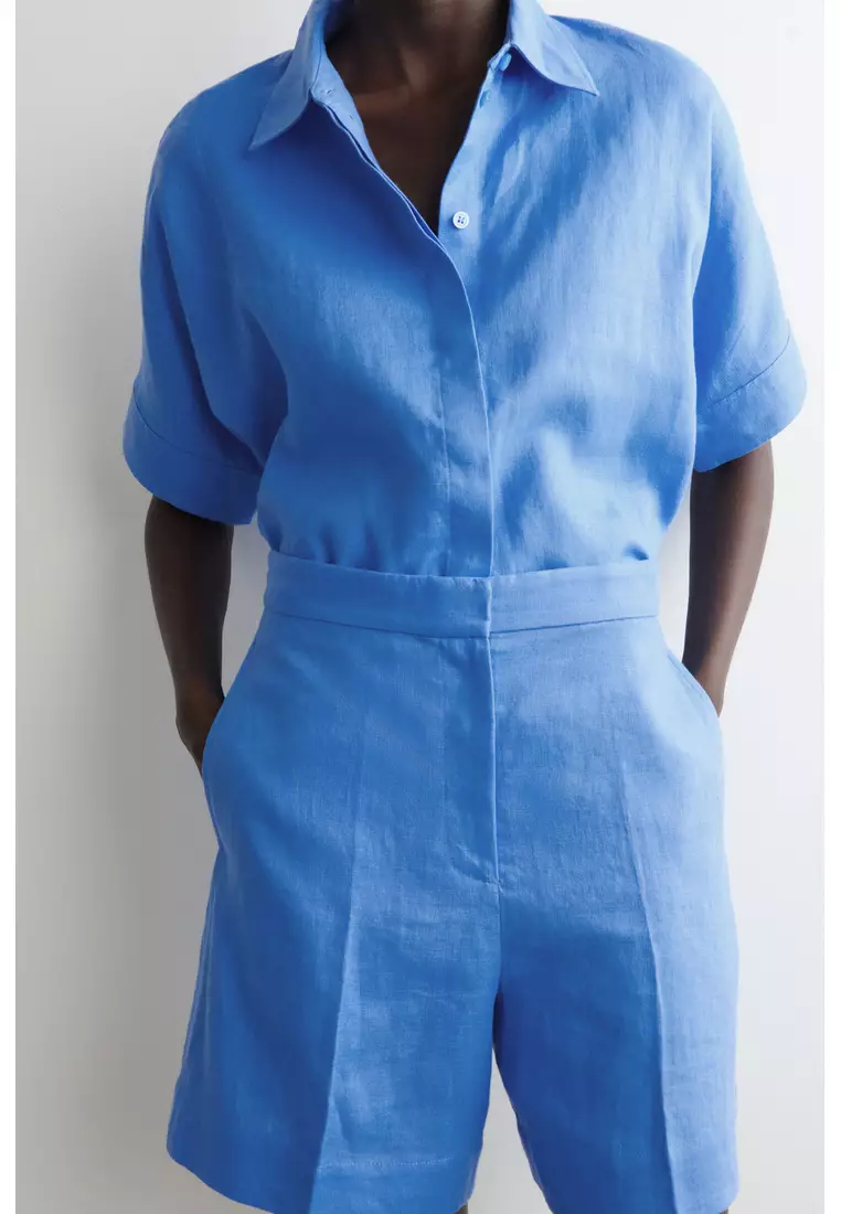 TAILORED ELASTICATED LINEN SHORTS