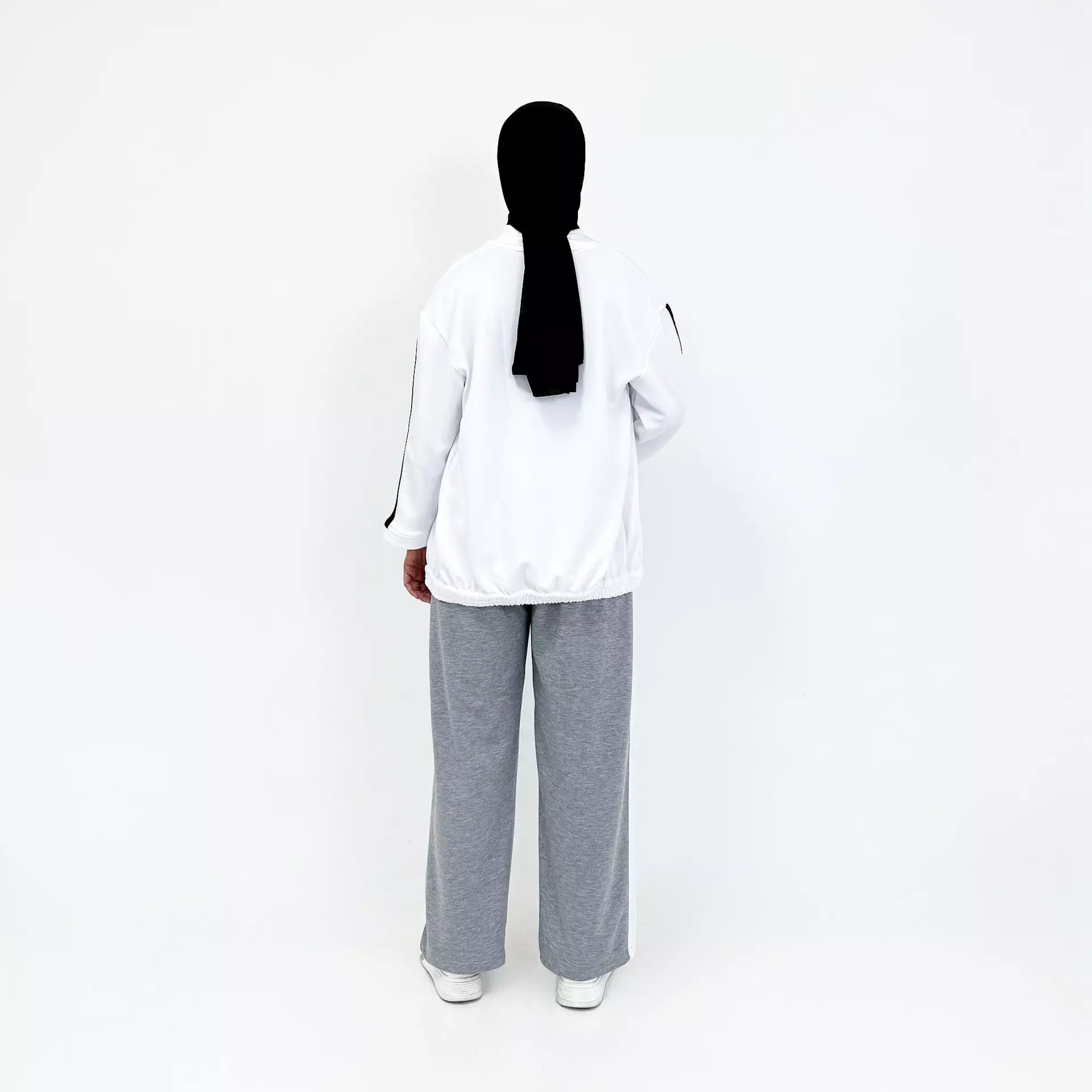 Setelan Jaket Sporty PUTIH - GREY