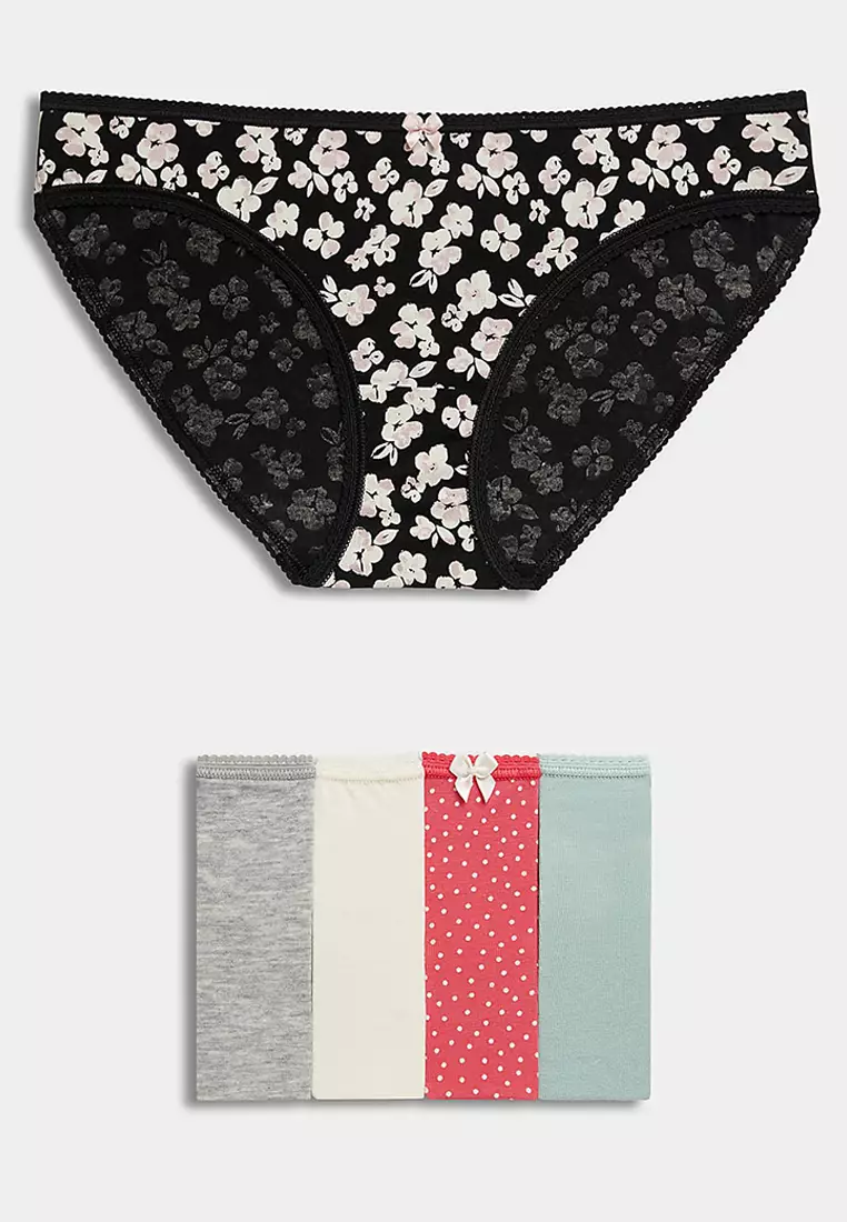 5pk Cotton Lycra Printed Bikini Knickers