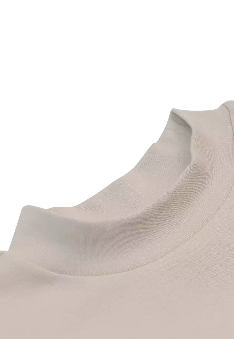 Women's Cotton Spandex Mock Neck Comfort Fit Tee