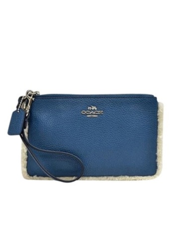 Coach COACH SMALL WRISTLET IN LEATHER AND SHEARLING  (F64709) –SV/Slate/Natural B9858AC8E57AE8GS_1