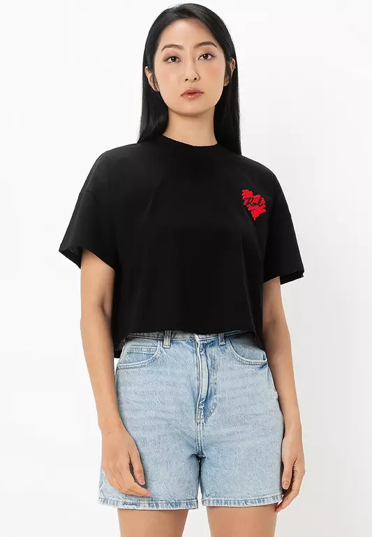 Hearts Cropped T-Shirt