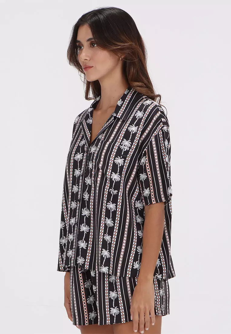 GSH SUN STUNNER SHORT SLEEVE SHIRT BLACK COMBO