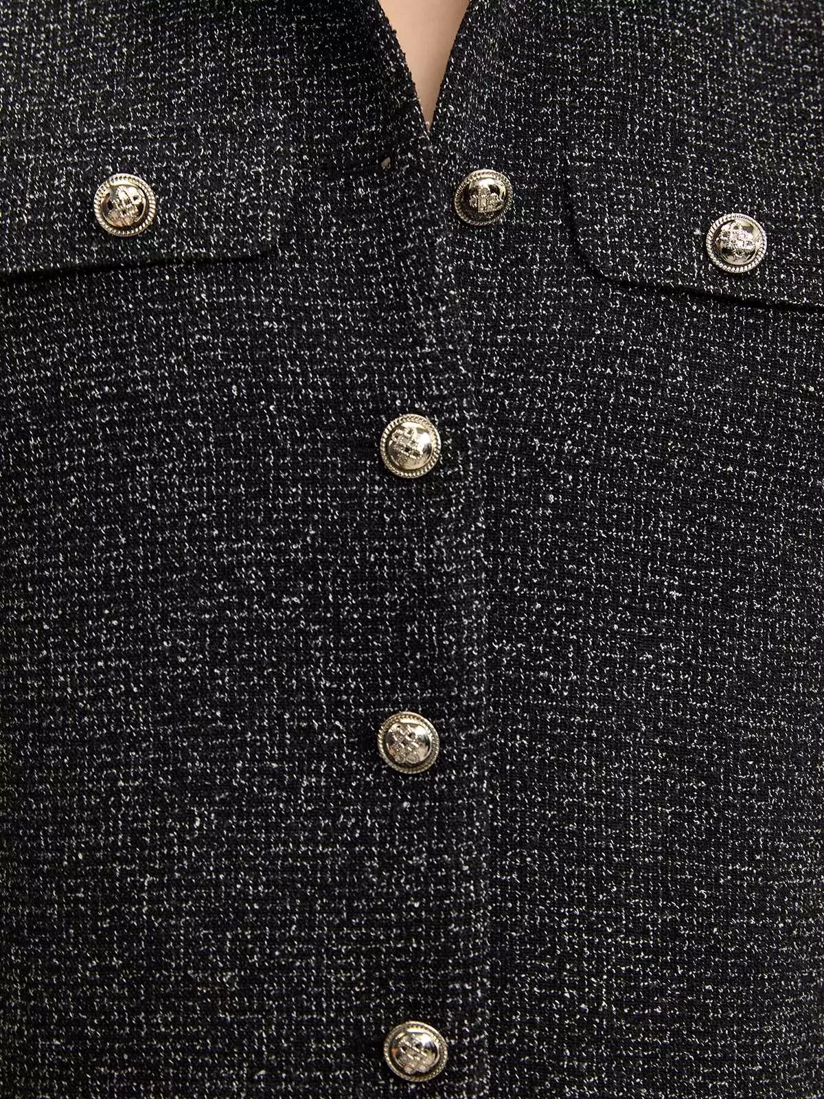 Pomelo - Kemeja / Shirt Wanita - Button-Up Crop Top - Black