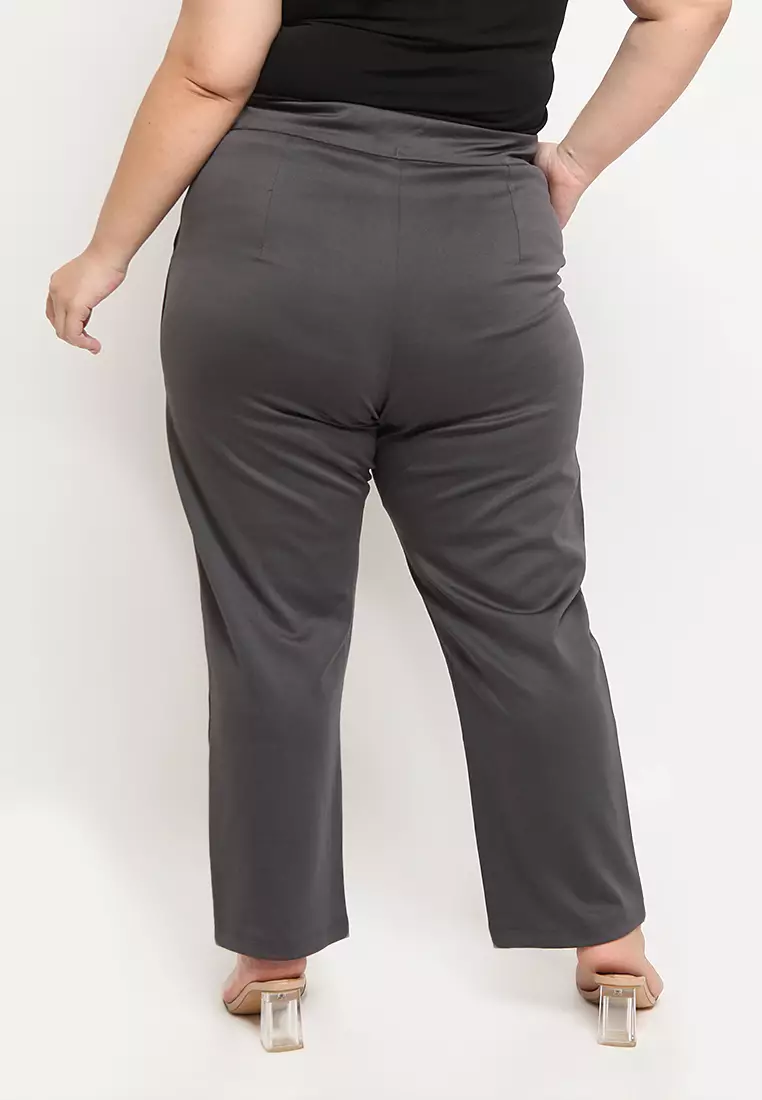 Plus Size Pants Regular Fit Anais Dark Grey