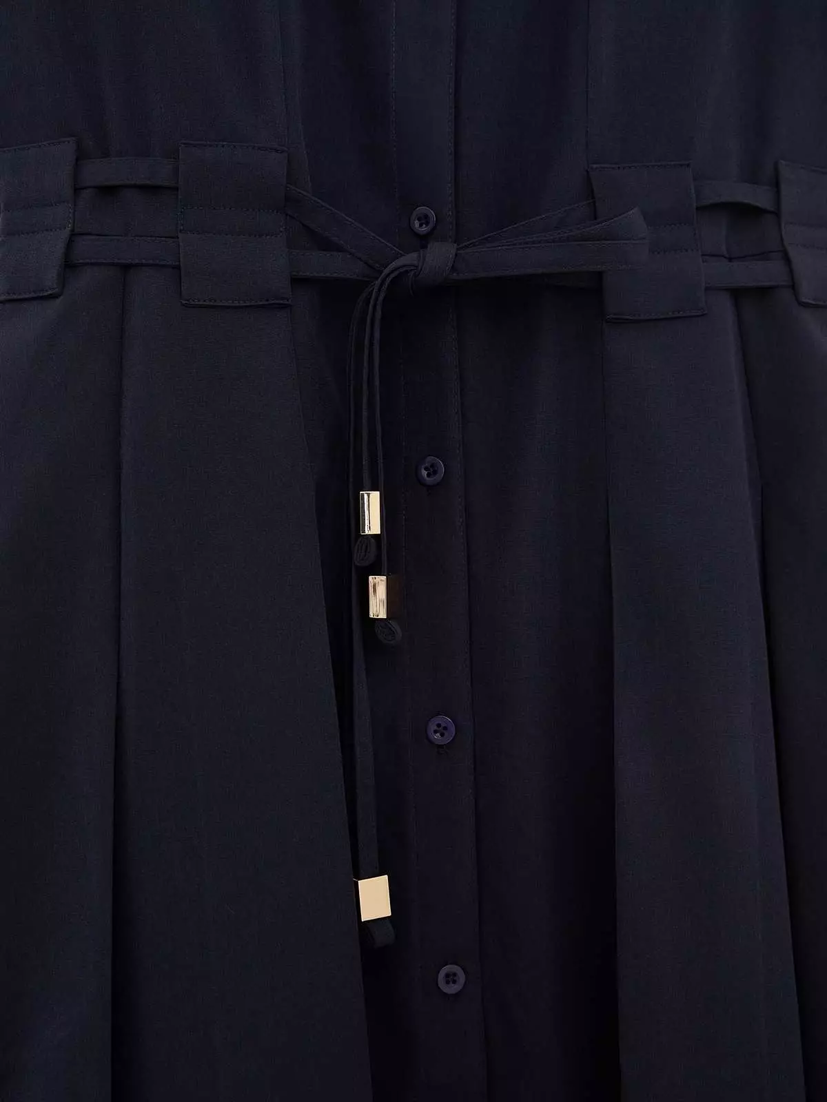 Pomelo - Midi Dress Wanita - Waist Tie Dress - Navy