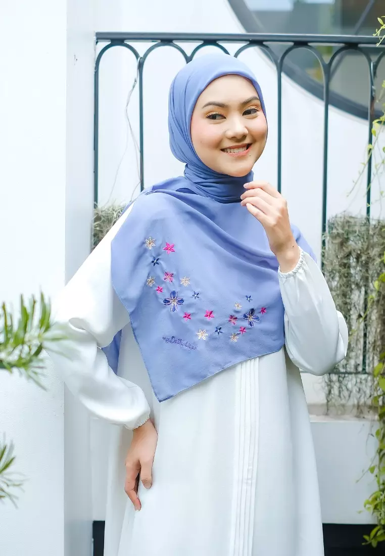 Hijab S4 Azzura Embroidery Soft Denim