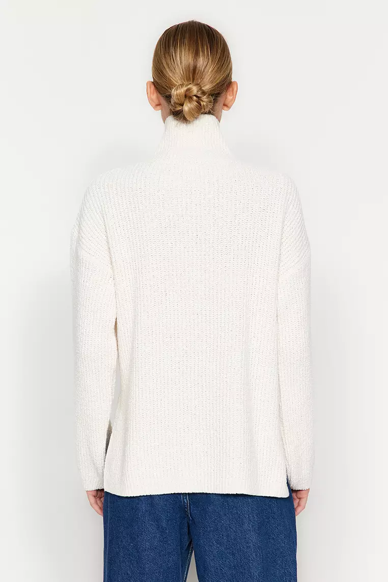 Ecru More Sustainable Wide Pattern Knitwear Sweater TWOAW24KZ01119