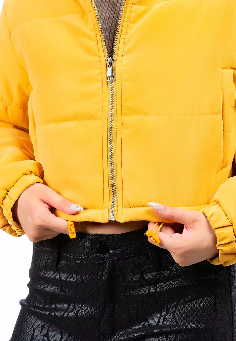 Buy London Rag Yellow Long Sleeves Puffer Drawstring Jacket Online