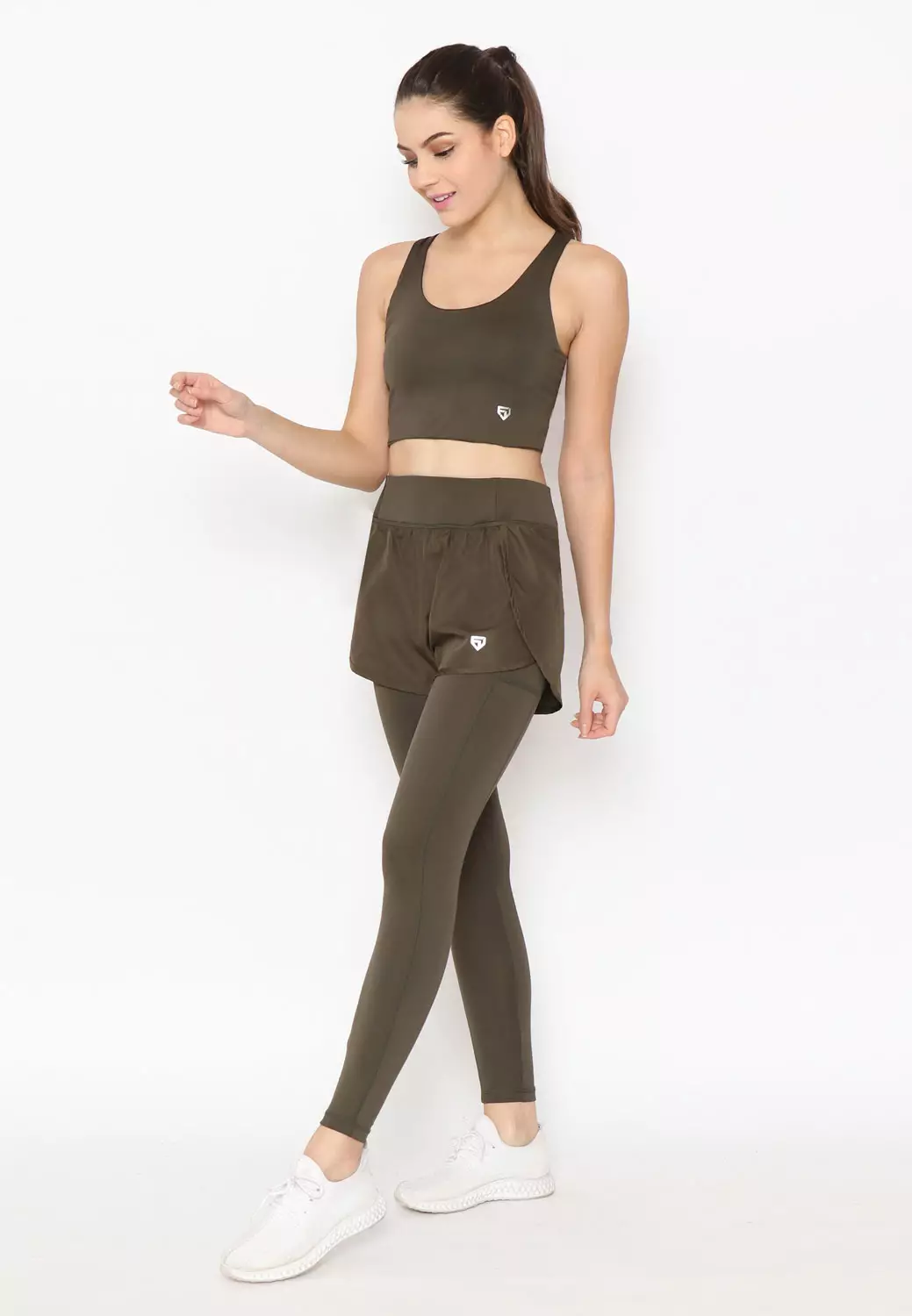 Fitwear Celana Pendek Lari + Legging Olahraga Big Size Wanita CHELSIA Core Series Big Size - ARMY