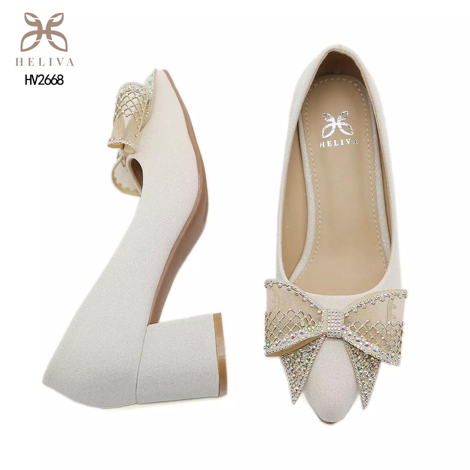 Heliva Christy High Heels Chunky Ribbon Rainbow Rhinestones sol 5.5cm HV2668