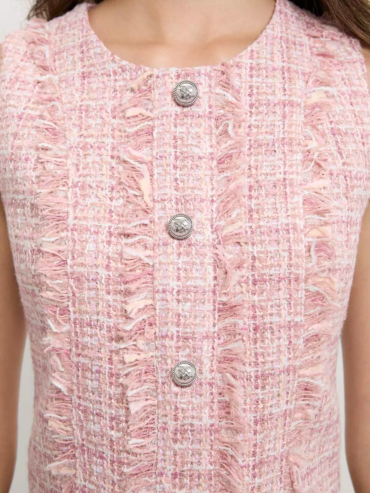 Tweed Crop Top - Light Pink