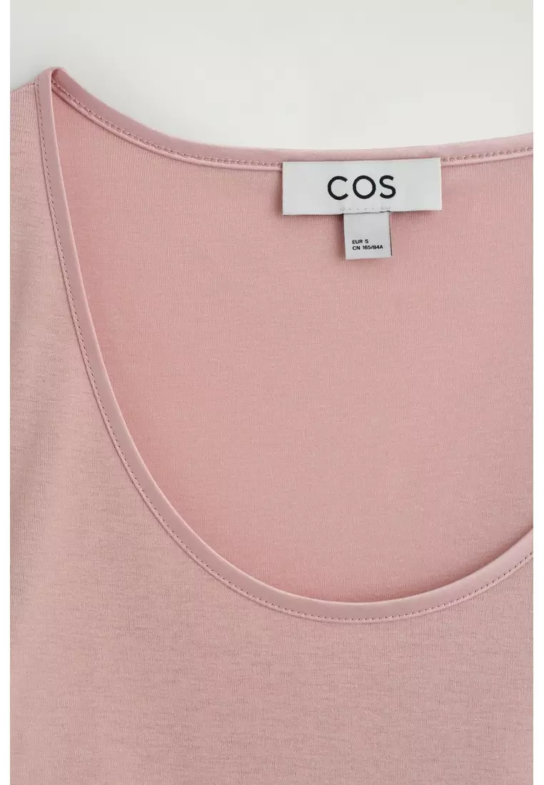 SATIN-TRIMMED COTTON-JERSEY LONG-SLEEVED TOP