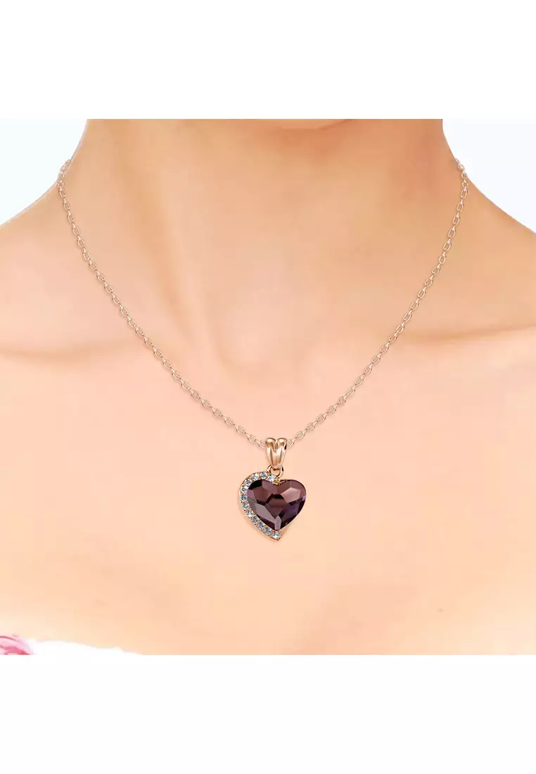 Fond Love Pendant Vintage Pink RG - Kalung Crystal Swarovski by Her Jewellery