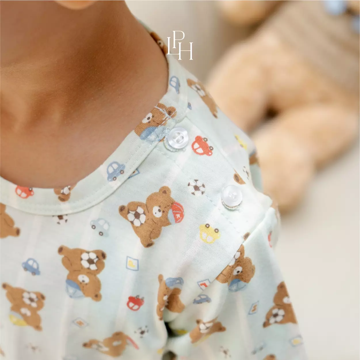 Little Palmerhaus - Little Wear Shoulder Button Short Set 37.0 (Setelan bayi lengan pendek) Soccer Bear