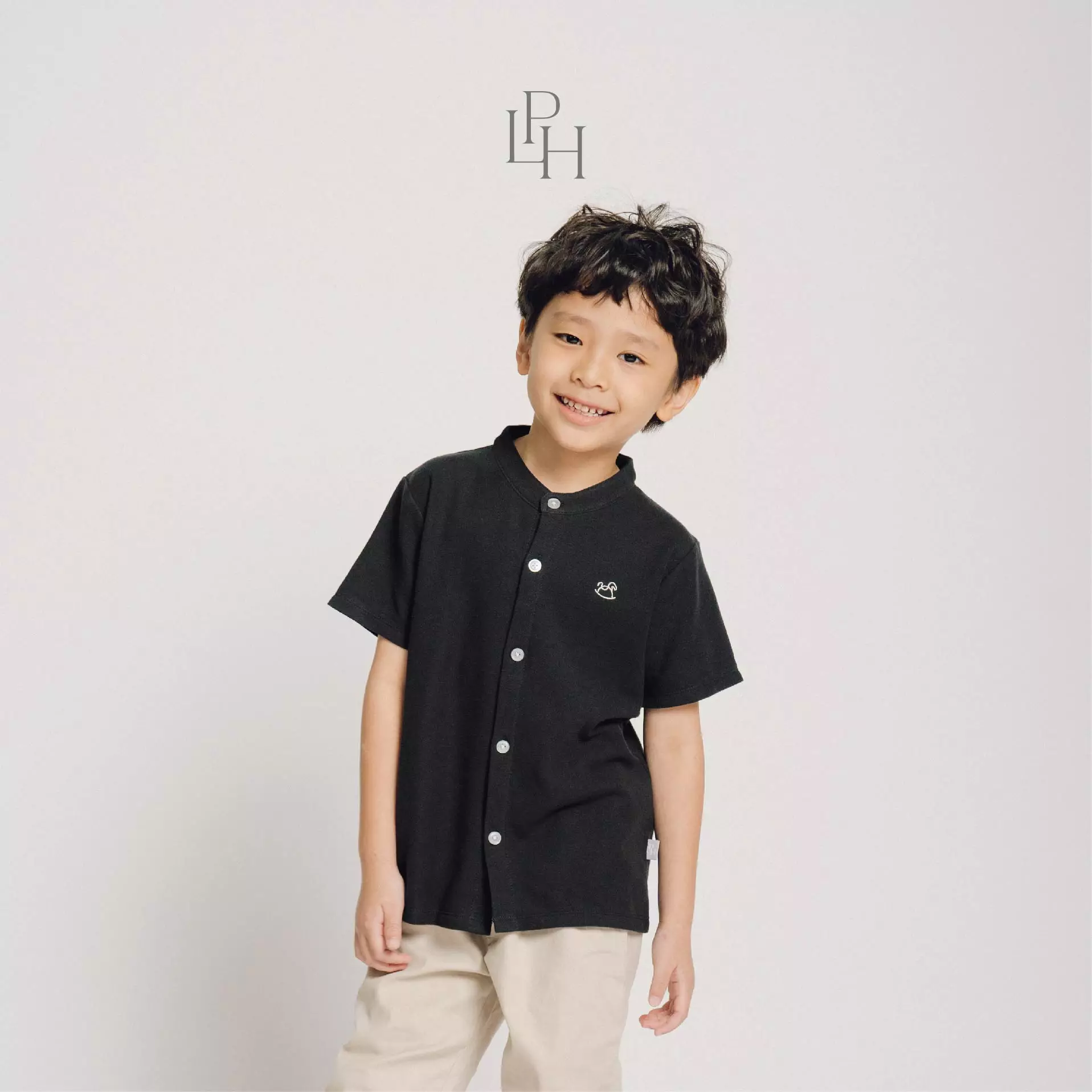 Little Palmerhaus - Button Up Polo 3.0 (Kaos Polo Anak) Stone Grey
