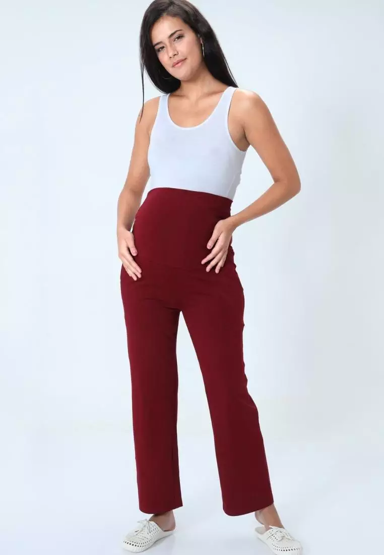 Comfy Maternity Trackpants - Maroon