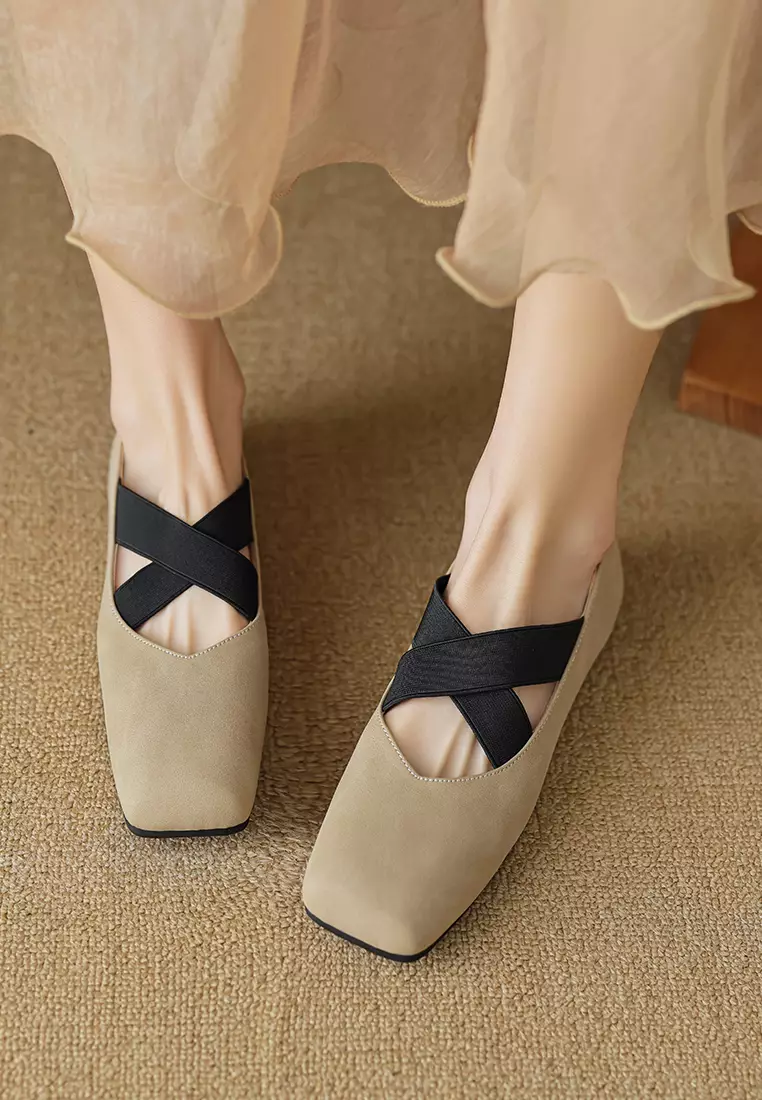 交叉搭帶方頭芭蕾舞鞋 WW8929-3