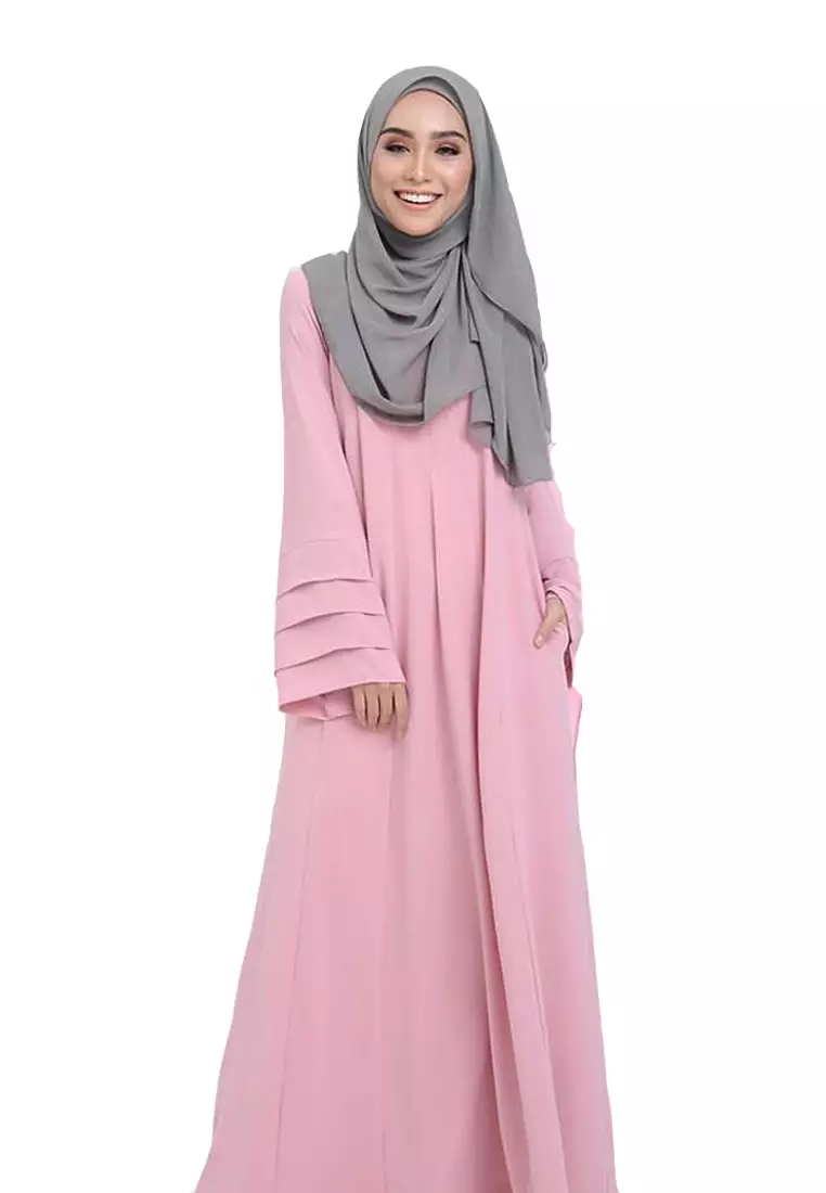 Laura Abaya Long Dress in Soft Pink