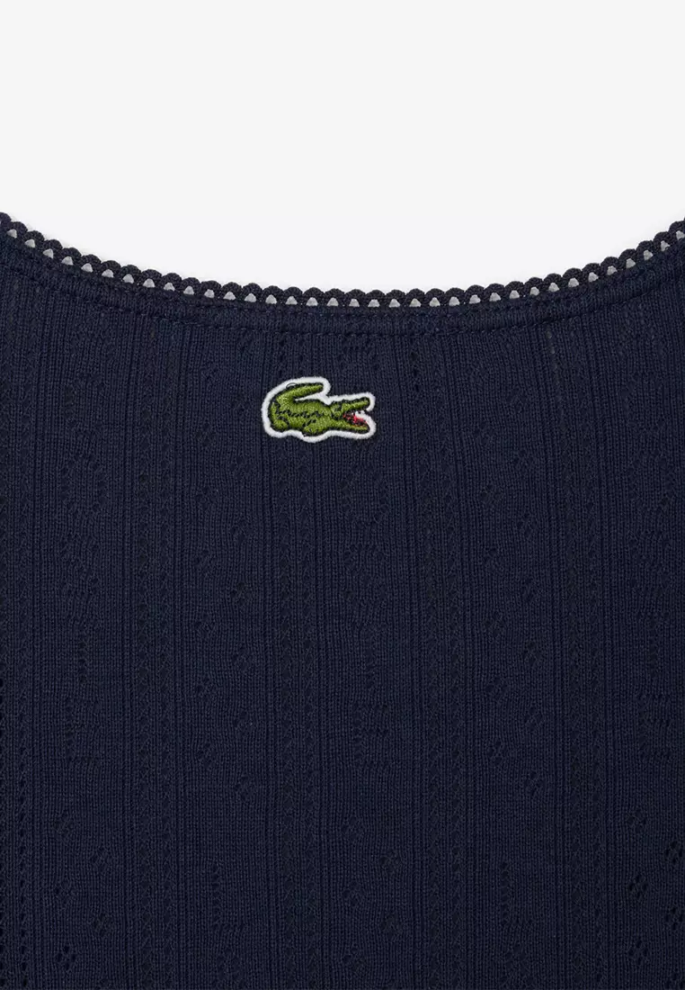 Slim Fit Pointelle Knit Cotton Tank Top