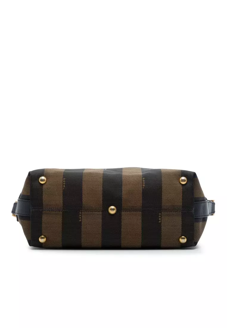 Pre-Loved Fendi Canvas Pequin Stripe Satchel