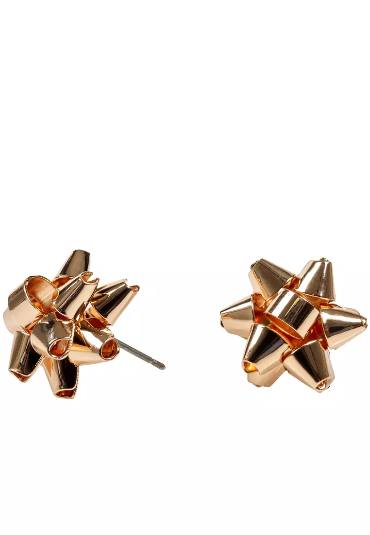 Gold christmas bow earrings cheap