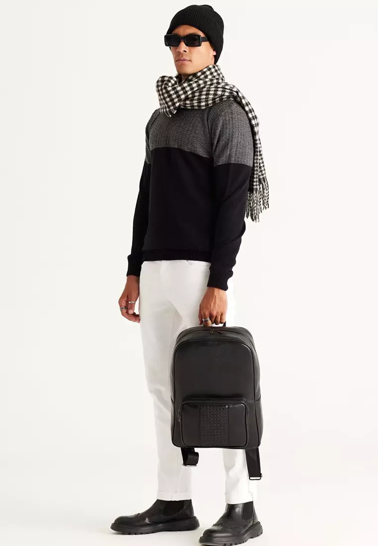 Crew Neck Patterned Knitwear Sweater