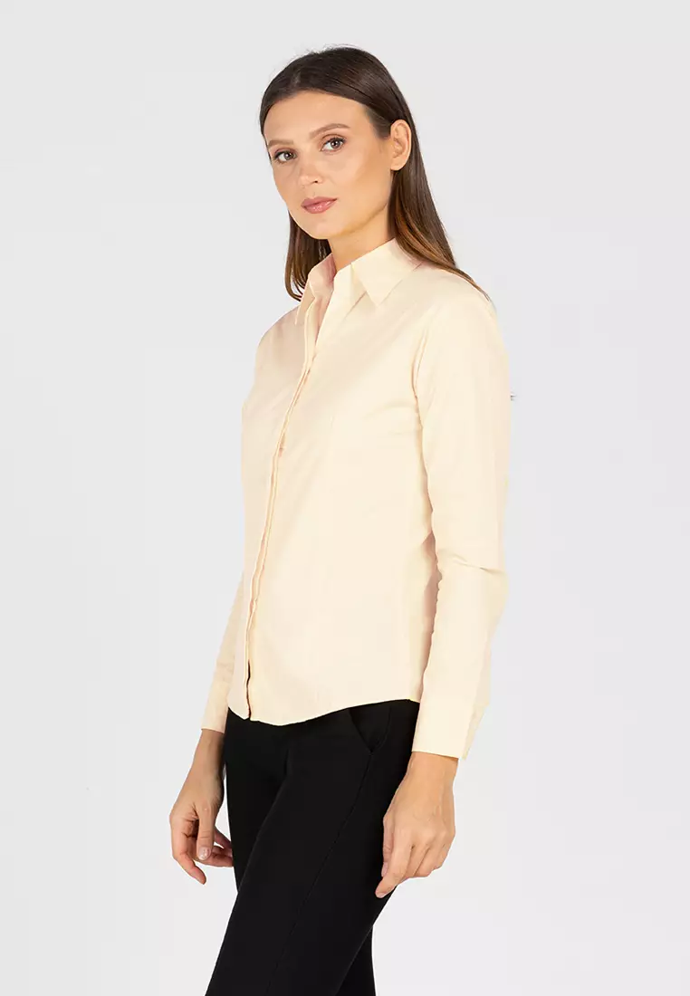 Della Pinstripe Long Sleeve Office Blouse