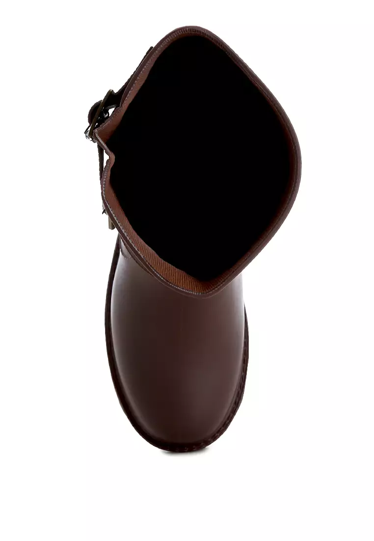 Brown Harness Detail Rain Boots