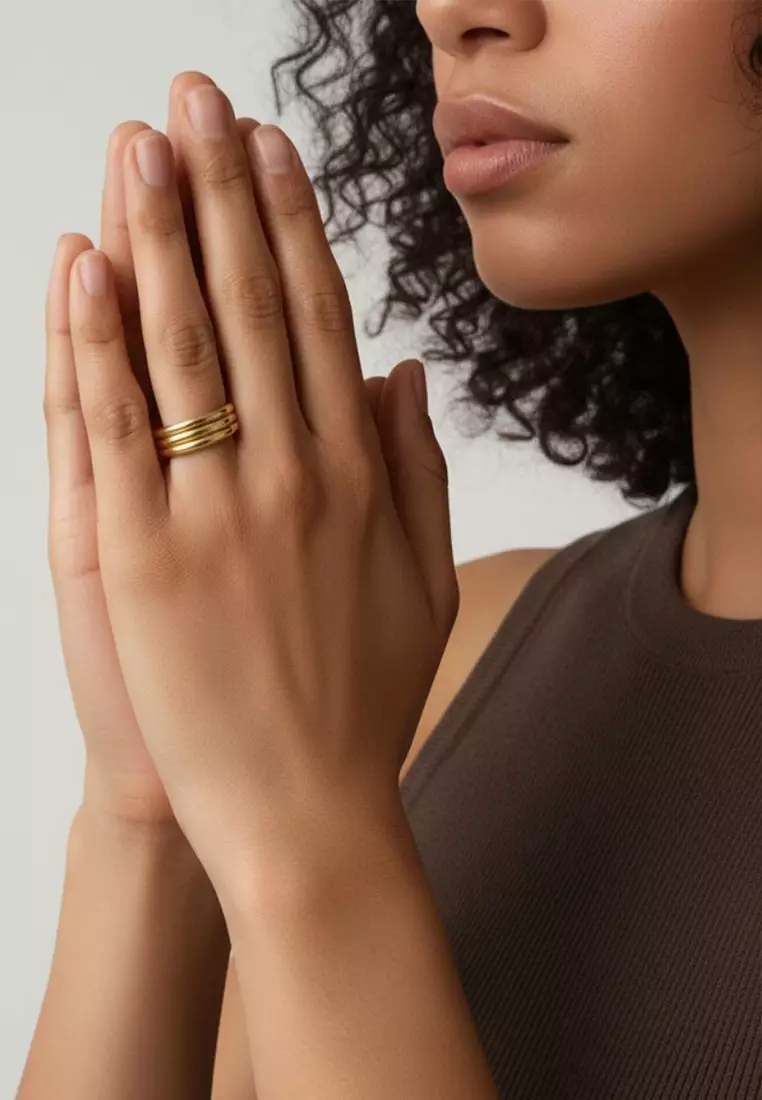 Triad Circular Gleam Radiant Gold Layered Ring