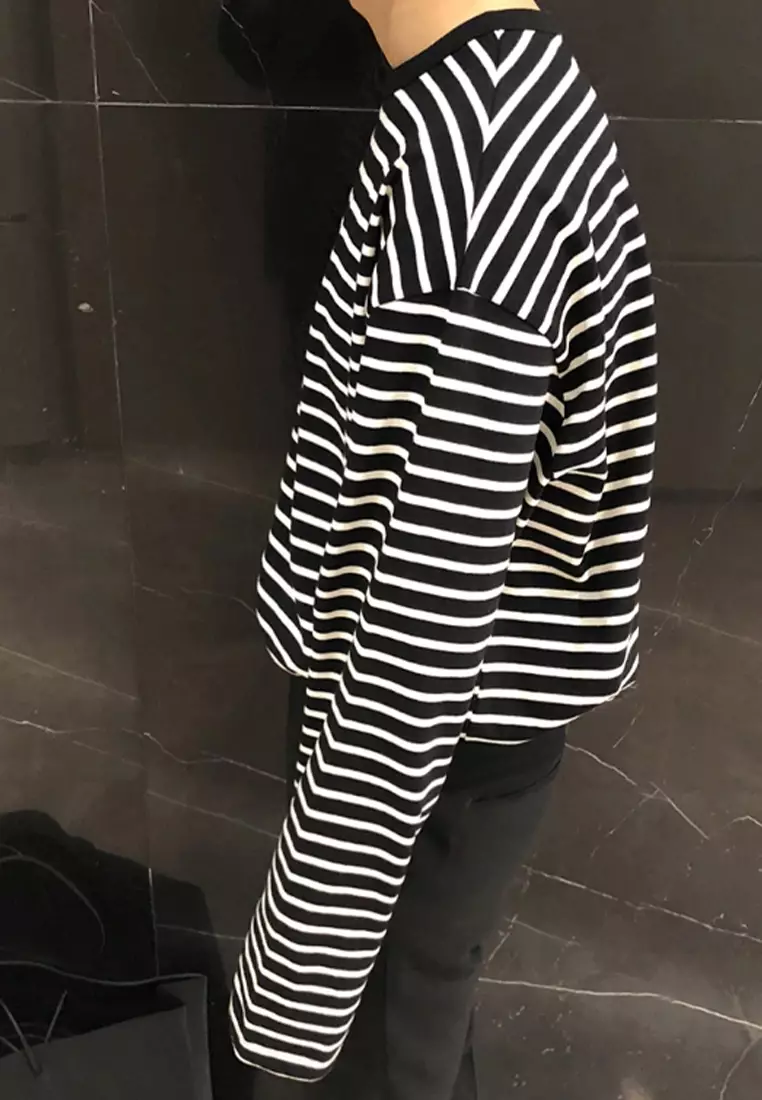 Buy Sunnydaysweety Long sleeved T-shirt casual stripe base shirt