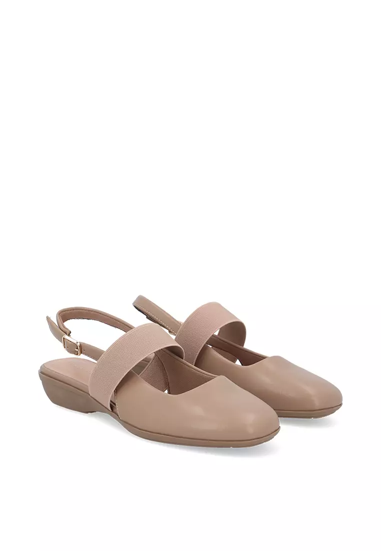 Medium Brown Tessa Elastic Slingback Pumps