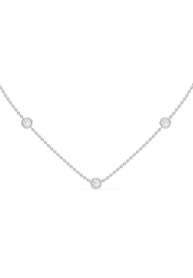 Minimalist Lab Grown Diamond Station Necklace in 14K White Gold D/E-VVS/VS (0.50ct TDW)
