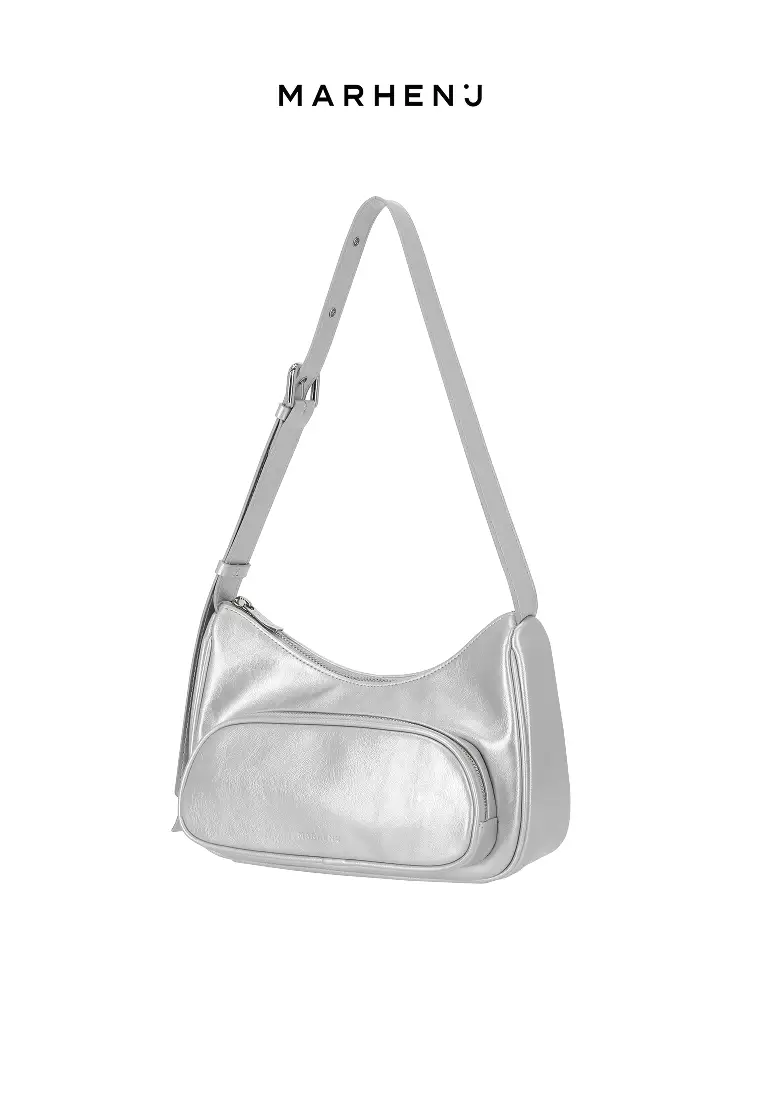ELLEN Vegan Leather Crossbody Bag Silver