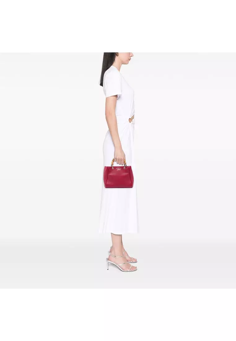 Pre-Loved Gucci Mini Calfskin Bamboo Shopper Satchel