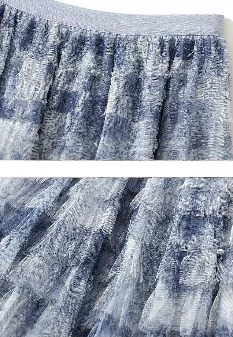 Tie-dyed Mesh Tiered Skirt‌ AF-0327
