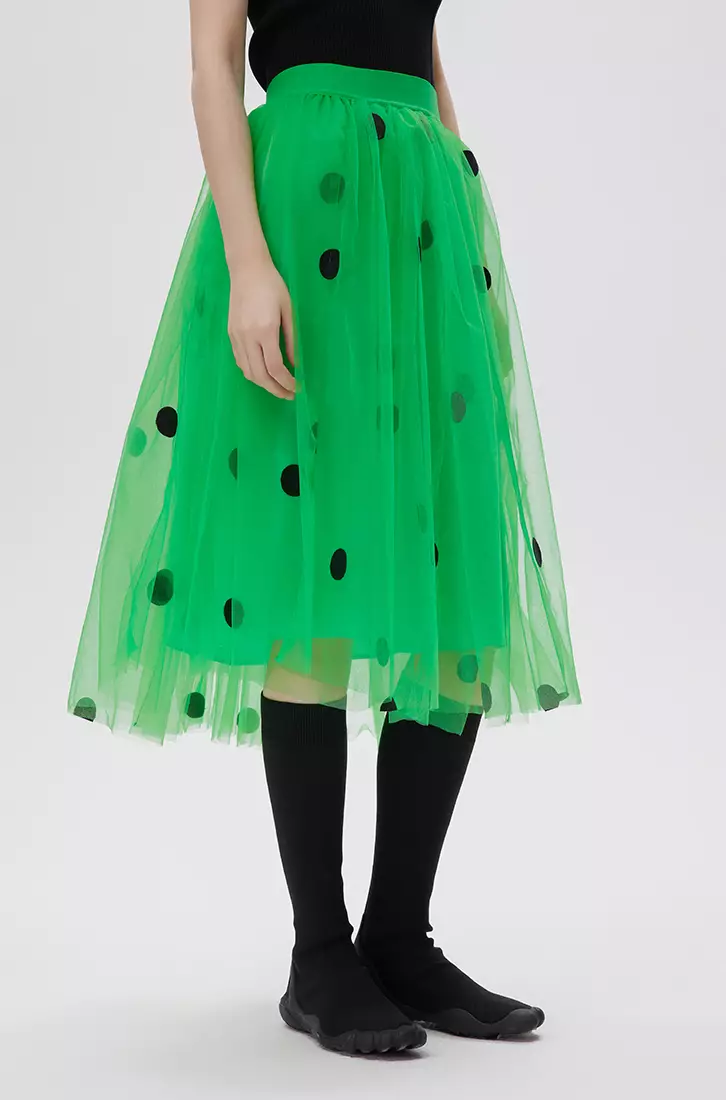 JNBY Women's Polka Dot A-Line Netted Skirt