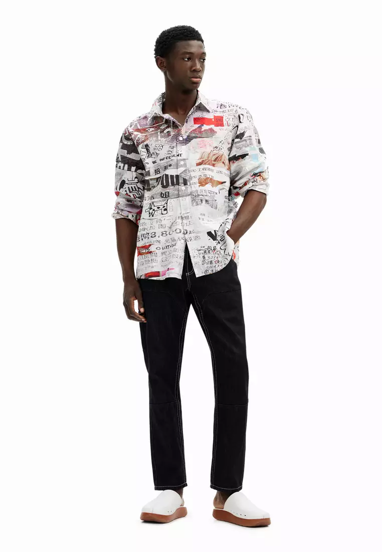 Desigual Man Shirt with Japanese print design.