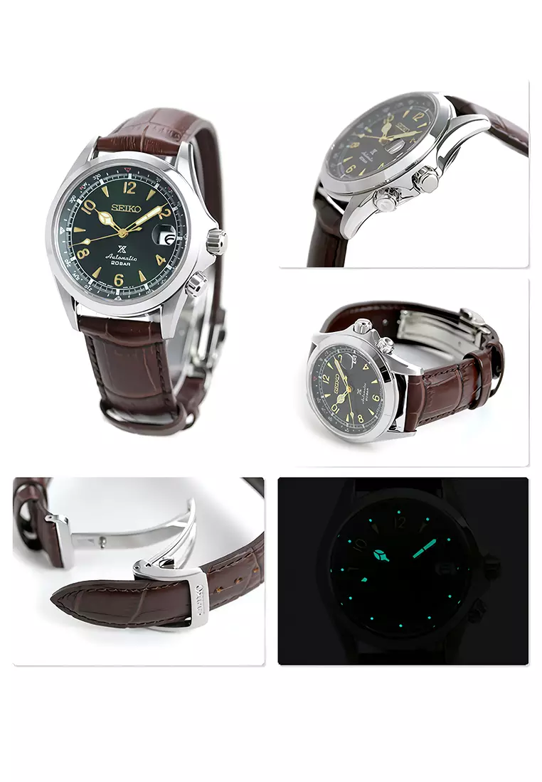 Seiko Prospex Land Alpinist Automatic - Dark Brown Leather Strap with Compass - Jam Tangan Analog Pria