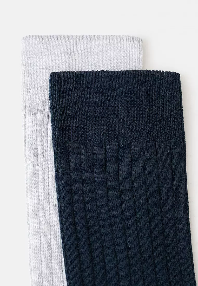 Pack Of 2 Ribbed Cotton Socks