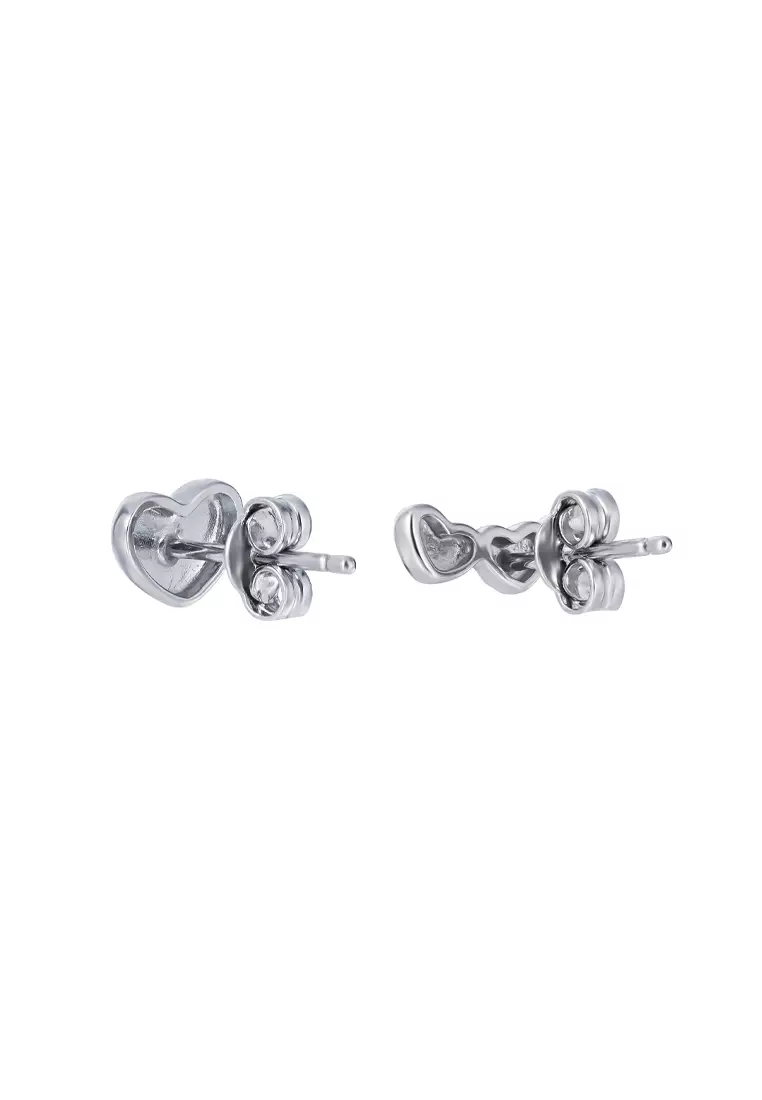 TOMEI Following The Heart Earrings, White Gold 585